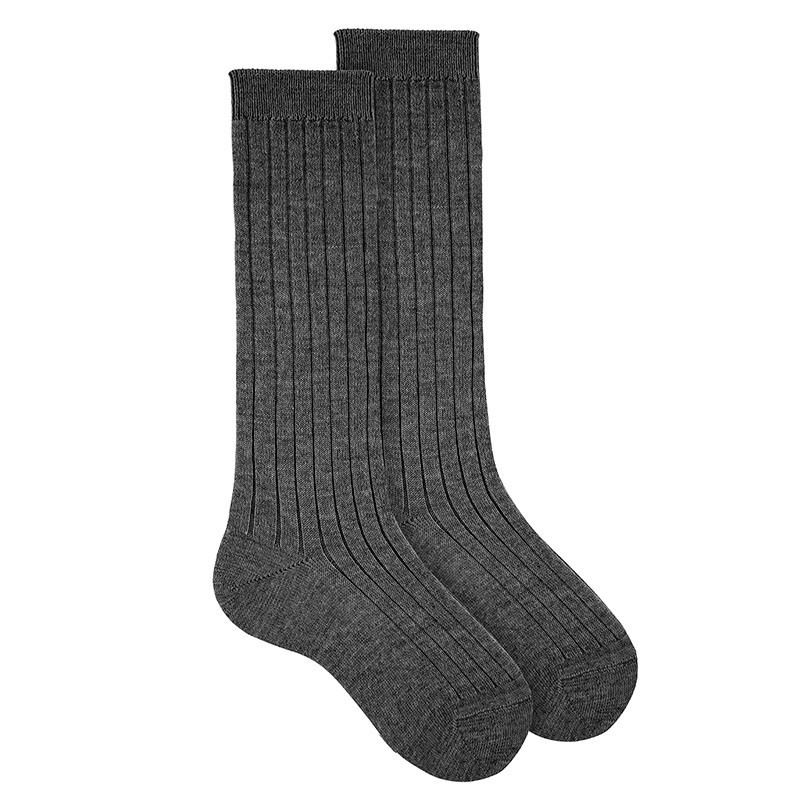 Calcetines altos lana merino extrafina con canalé MARENGO