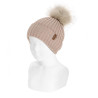 Gorra canalé amb volta i borla sintètica ROSA VELL