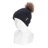 Gorra canalé amb volta i borla sintètica BLAU MARI
