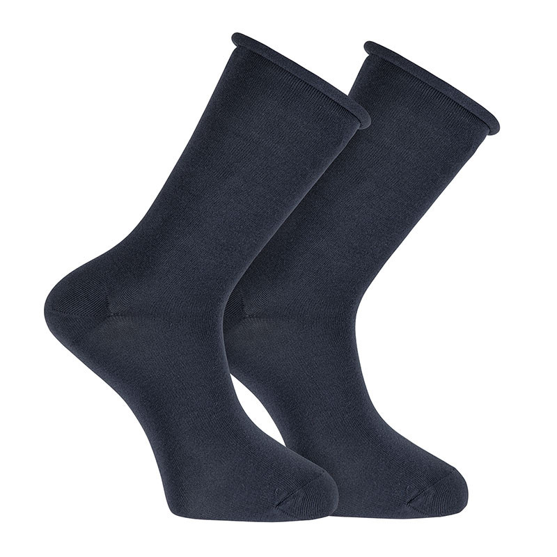 Men cotton loose fitting socks with rolled cuff NAVY BLUE