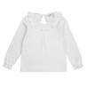 Knitted blouse with a large flounced collar WHITE