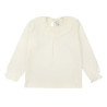 Knitted blouse with a large flounced collar BEIGE