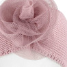 Garter stitch headband with tulle flower PALE PINK