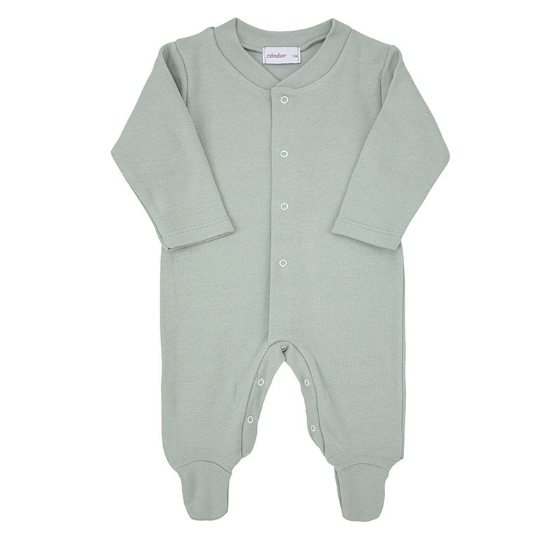 Baby romper with feet SEA MIST