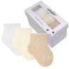 Pack de 3 calcetines de rizo para bebé BEIGE-BLANCO