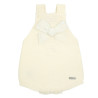 Garter stitch baby rompers with velvet bow BEIGE