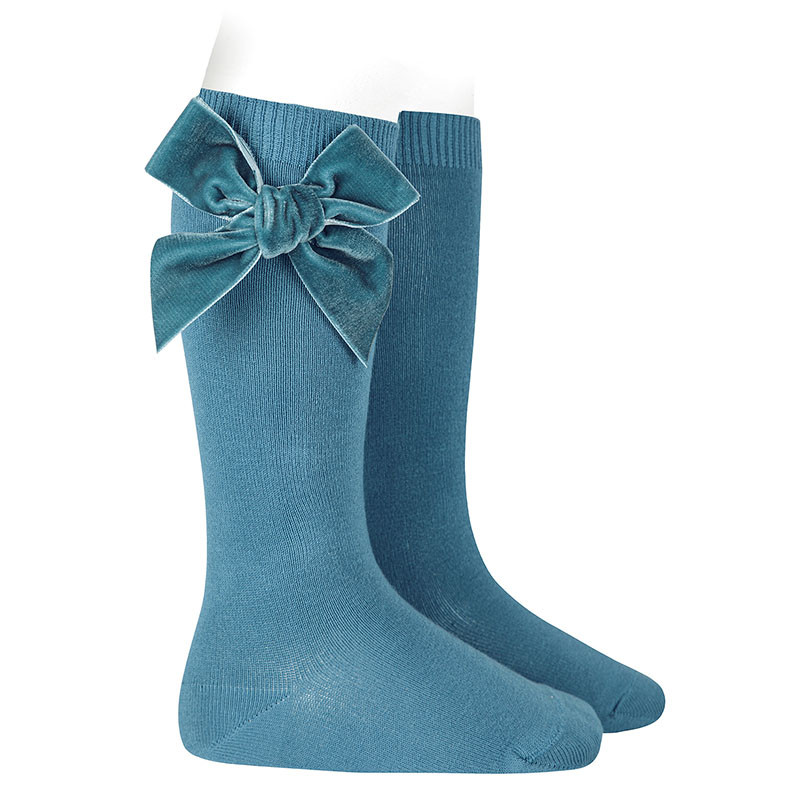 Chaussettes hautes avec noeud latéral velours OCEAN