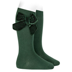 Cotton knee socks with side...