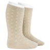 3d polka dot relief knee socks LINEN