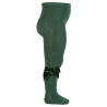 Cotton tights with side velvet bow BOTTLE GREEN