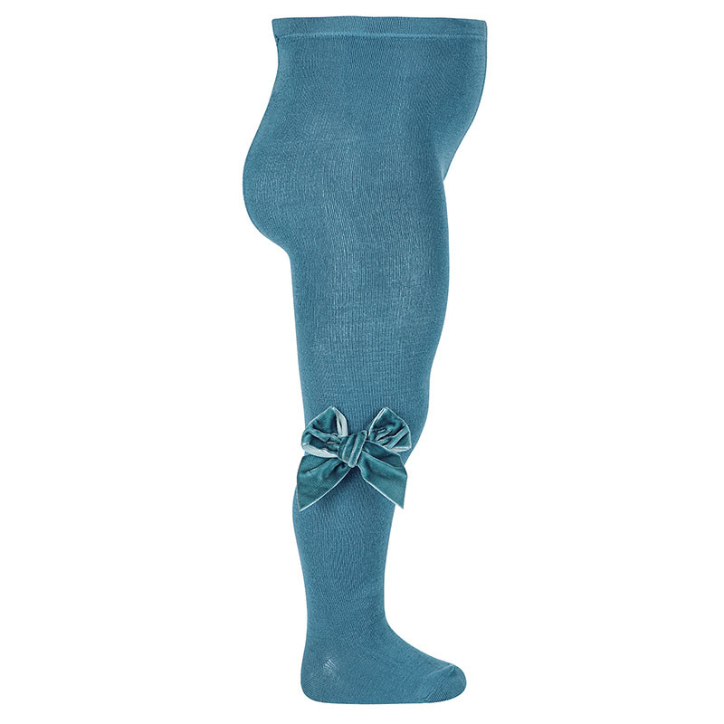 Cotton tights with side velvet bow OCEAN