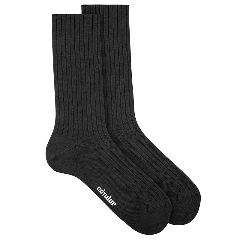 Men modal rib loose fitting socks BLACK
