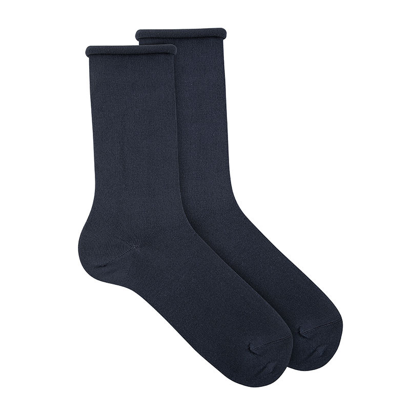 Men modal loose fitting socks with rolled cuff NAVY BLUE