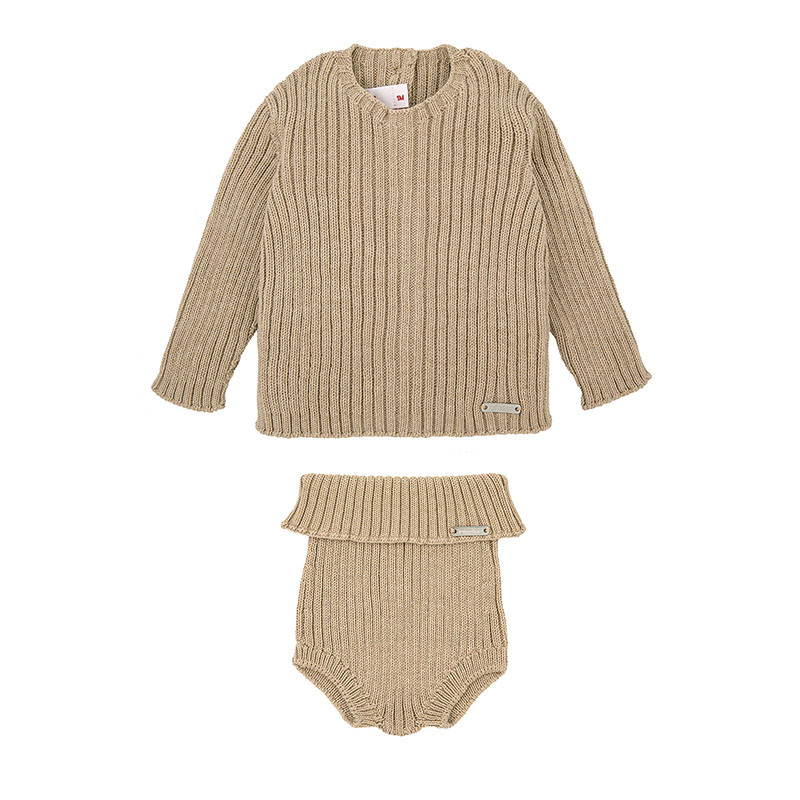 Rib set (sweater + culotte) NOUGAT