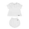 Conjunto punto bobo con puntilla (jersey+culotte) BLANCO