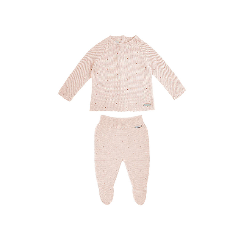 Conjunto punto links calado (jersey + polaina) NUDE