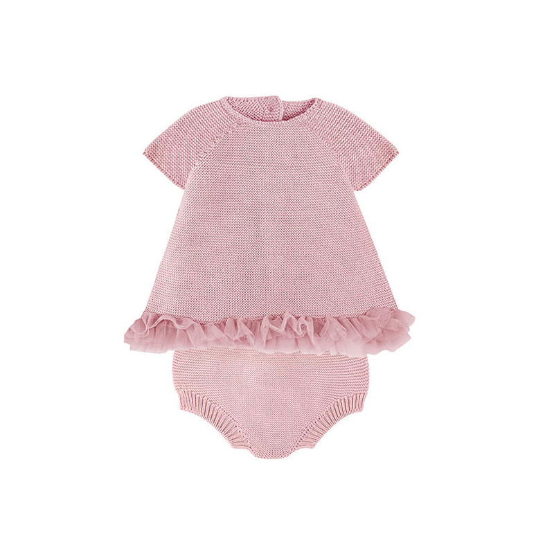 Tulle set (flared cardigan + culotte) PALE PINK