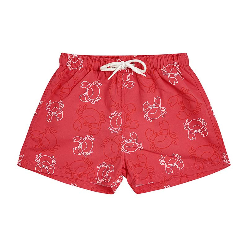Crab family ecowave/upf50 boxer swimsuit RED