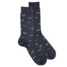 Men seaqual waves embroidery short socks NAVY BLUE