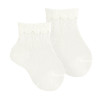 Ceremony ankle socks with openwork and folded cuff CREAM