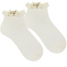 Ceremony ankle socks w/folded cuff and floral bow BEIGE