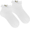 Chaussettes cérémonie avec revers et noeud floral BLANC