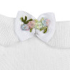 Ceremony ankle socks w/folded cuff and floral bow WHITE