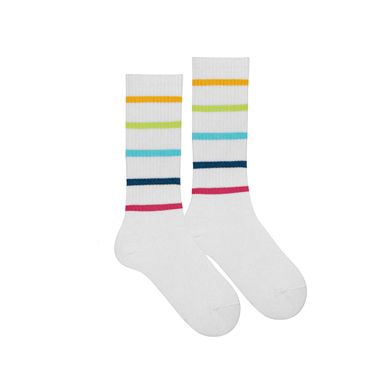 5 colored stripes sport socks WHITE