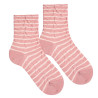 Striped socks with hearts in relief PALE PINK