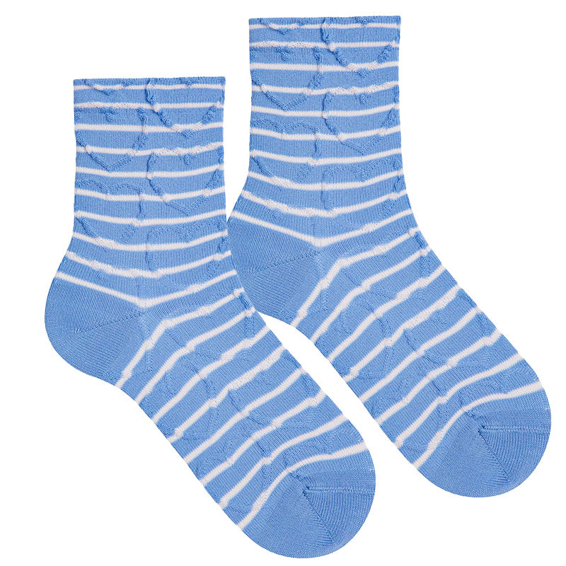 Striped socks with hearts in relief PORCELAIN