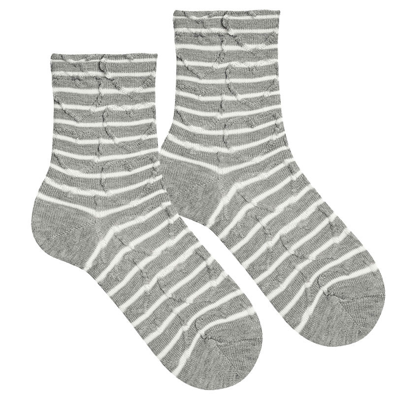 Striped socks with hearts in relief ALUMINIUM