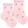 Strawberry embroidery short socks PINK
