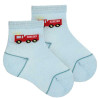Fire truck embroidery short socks BABY BLUE