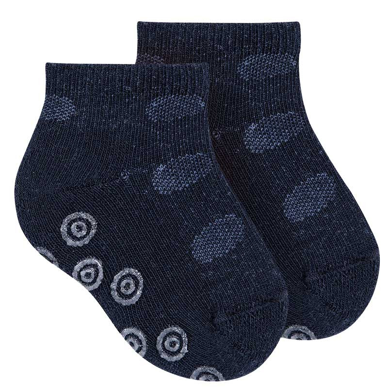Non-slip ankle socks - circles NAVY BLUE