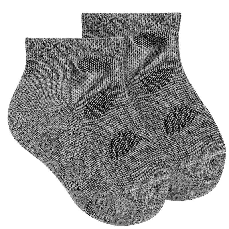 Non-slip ankle socks - circles LIGHT GREY