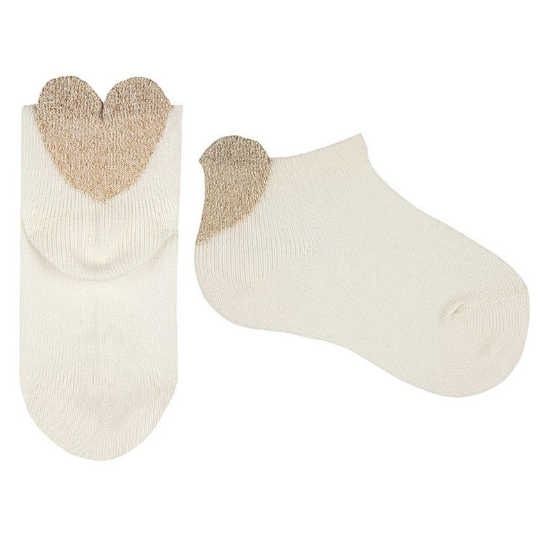 Trainers socks with metallic thread 3d heart CREAM