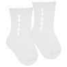 Openwork perle short socks with fancy cuff WHITE
