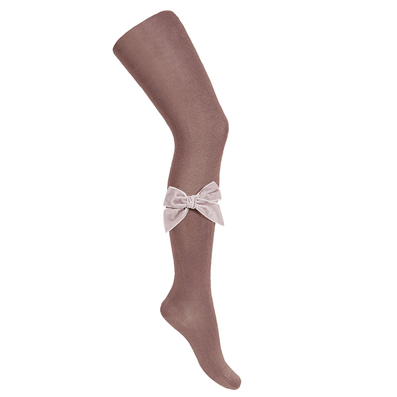 Collants coton avec noeud en velours latéral PRALINE