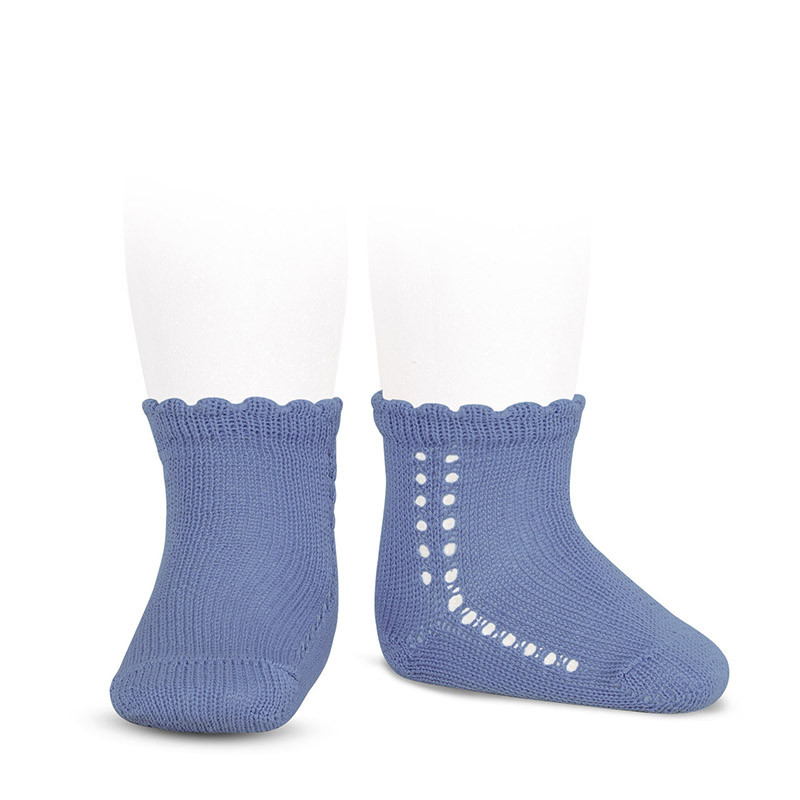 Perle cotton socks with side openwork PORCELAIN