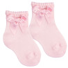 Short ceremony socks with a tone-on-tonesatin bow PINK