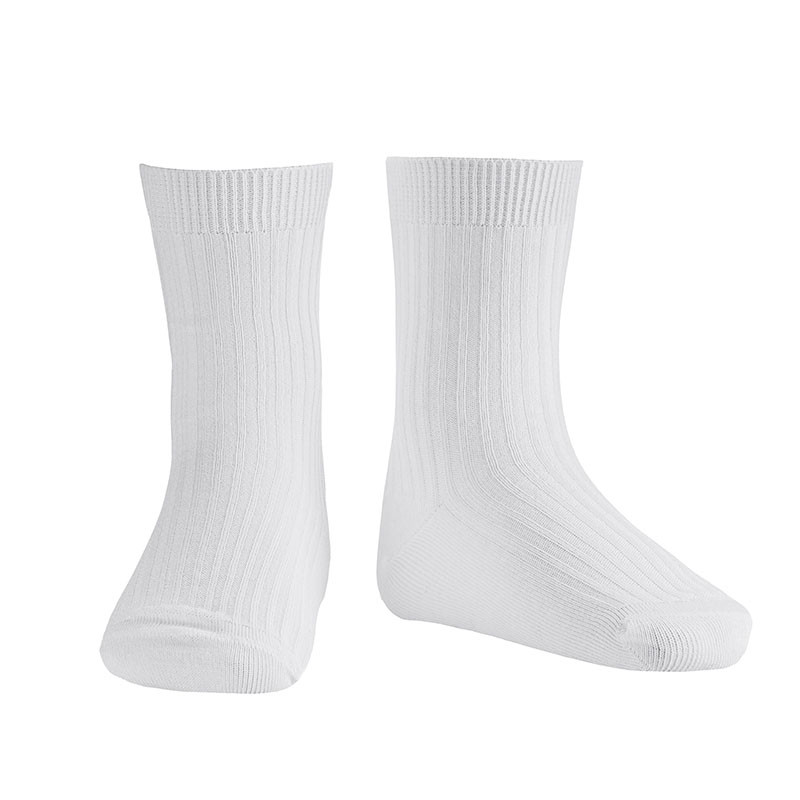 Chaussettes en modal côtelées BLANC