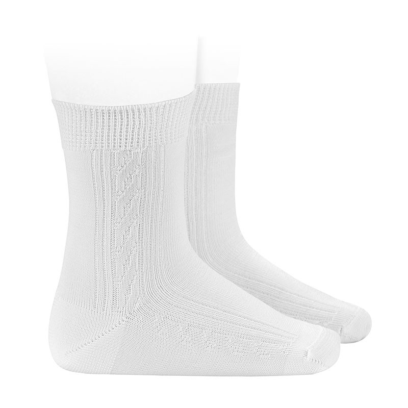 Ceremony tactel short socks with side pattern WHITE