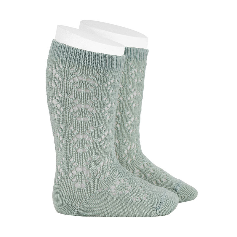 Chaussettes hautes perle ajouré géométrique BRUME