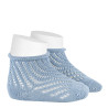 Net openwork perle short socks with rolled cuff BLUISH