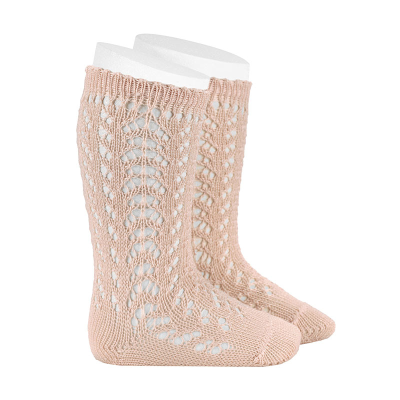 Chaussettes hautes en coton perle ajourées NUDE