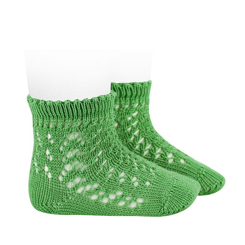 Chaussettes cen coton perle ajourées VERT ANDALOUSIE