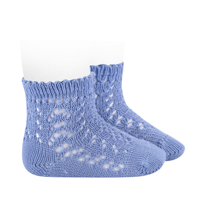 Perle cotton openwork socks PORCELAIN