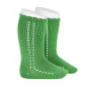 Perle knee-high socks with side openwork ANDALUSIAN GREEN