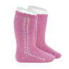 Perle knee-high socks with side openwork CHEWING GUM