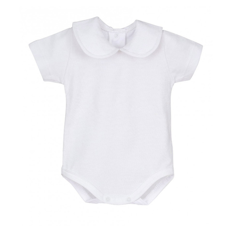 Short sleeve bodysuit with round neck WHITE